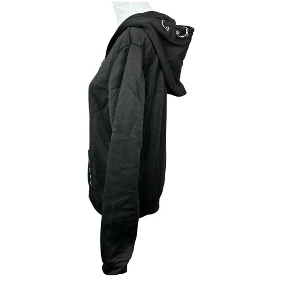 GSB‎ Women’s NWT Black Goth Full Zip Hooded Ring Softshell Sweatshirt XL/C42 - Picture 3 of 11